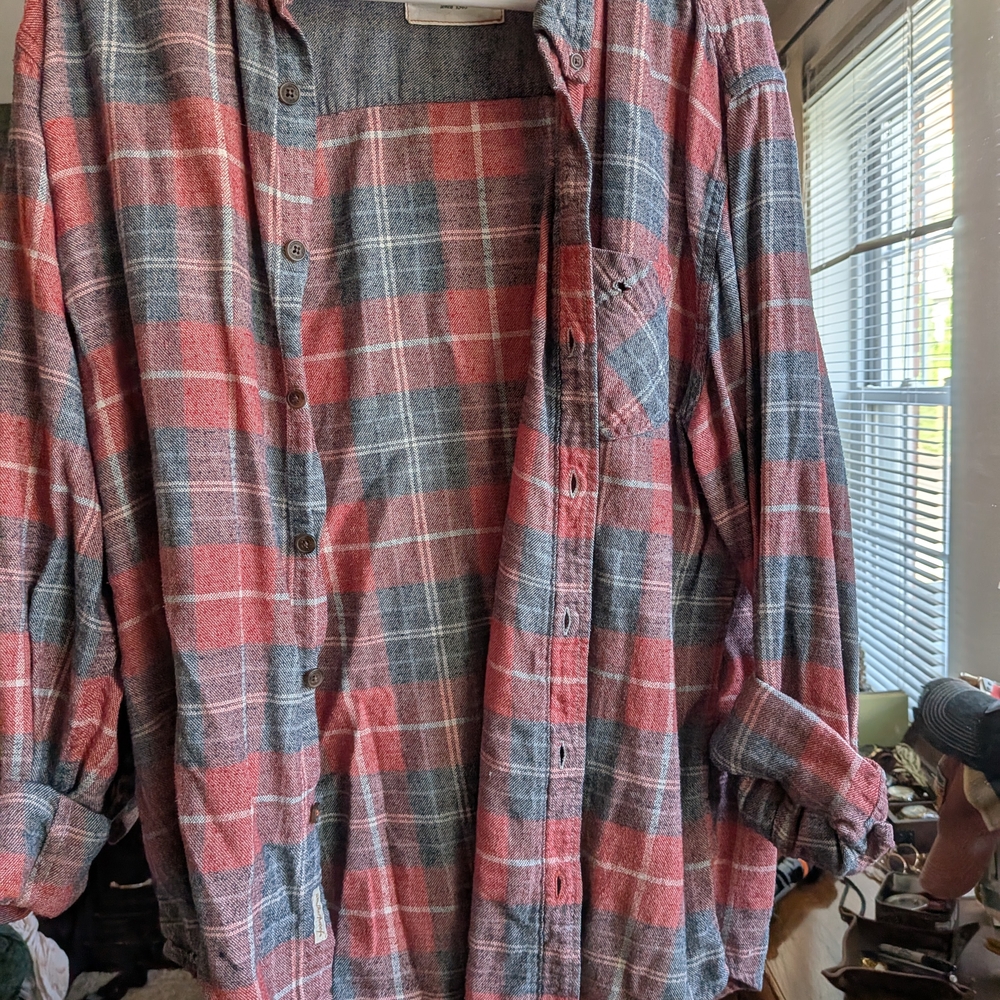 Weatherproof Red and Gray Plaid Casual Shirt